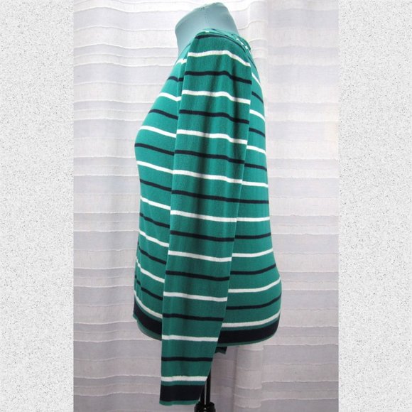 J. Crew Mercantile Peyton Cotton Mixed-Stripe Sweater in Green/Navy - L - Picture 3 of 7